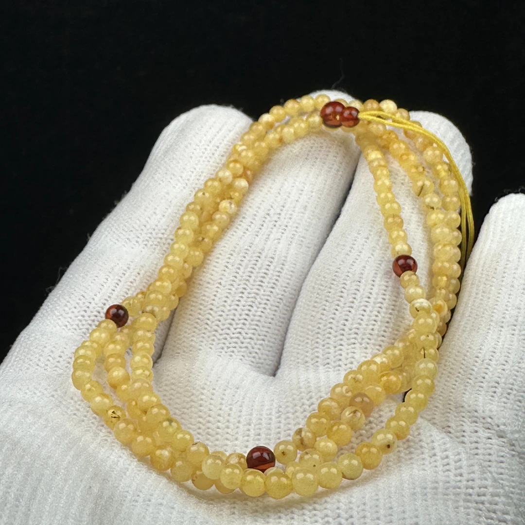 D4444天然蜜蜡小米链-瑕疵 3.3mm 支持复检 假一罚十