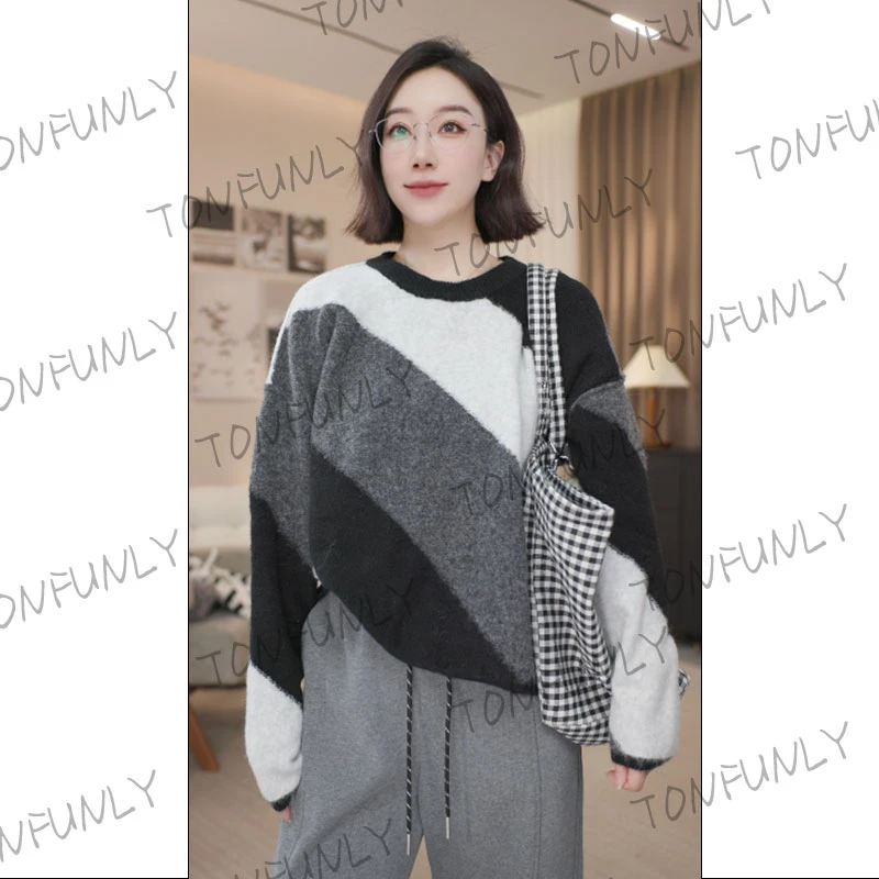 [TONFUNLY]新款毛衣复古时尚百搭内搭毛衣
