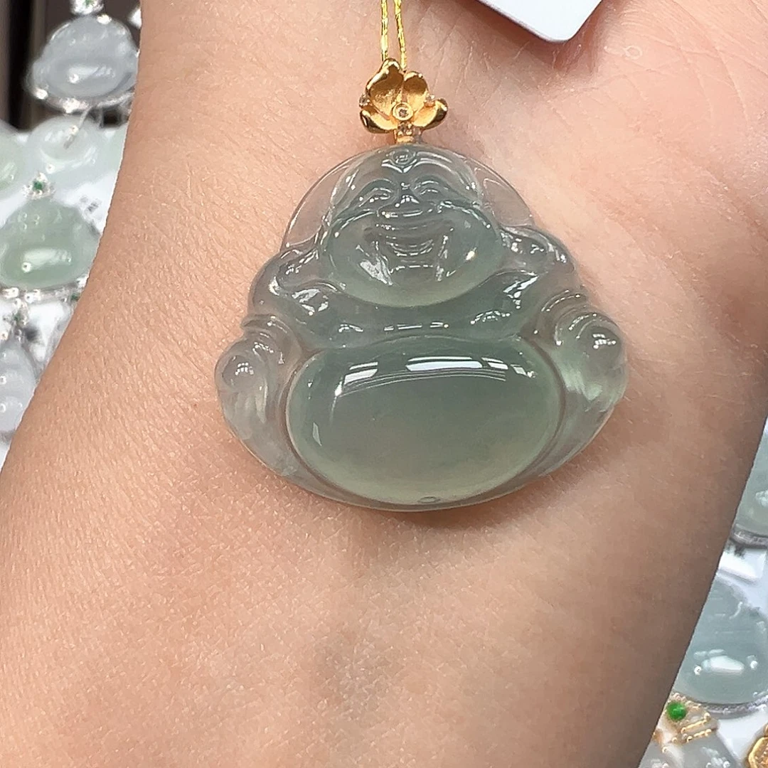 翡翠18K金镶嵌吊坠(不含链)1628