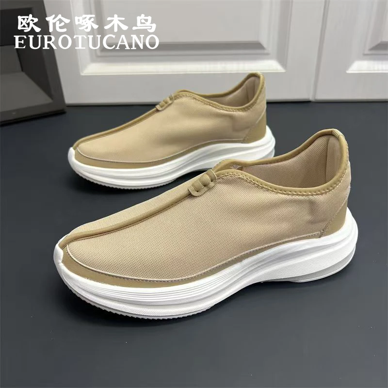 欧伦啄木鸟EUROTUCANO男鞋潮流百搭休闲帆布鞋男士一脚蹬运动板鞋