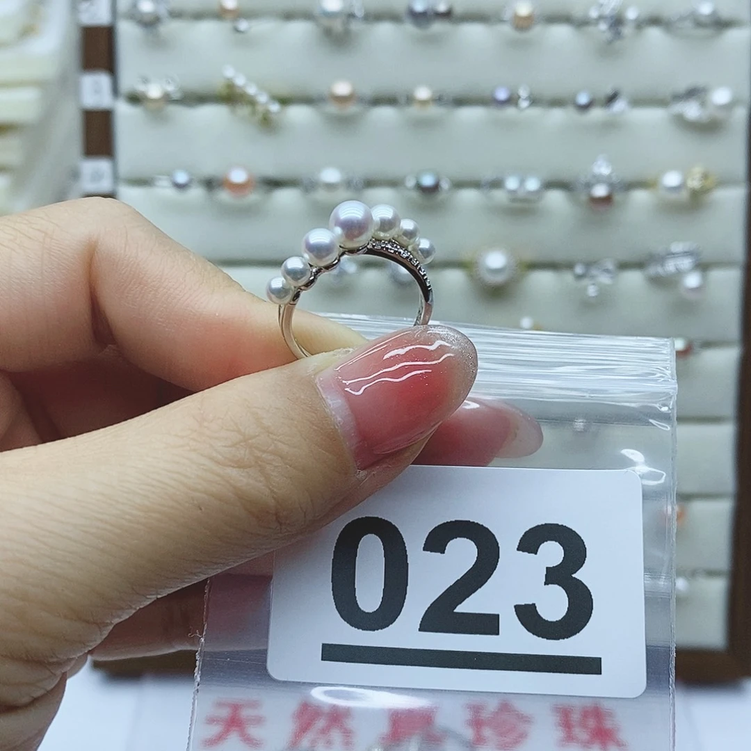 淡水珍珠戒指银S925镶嵌易***?023拍2发1