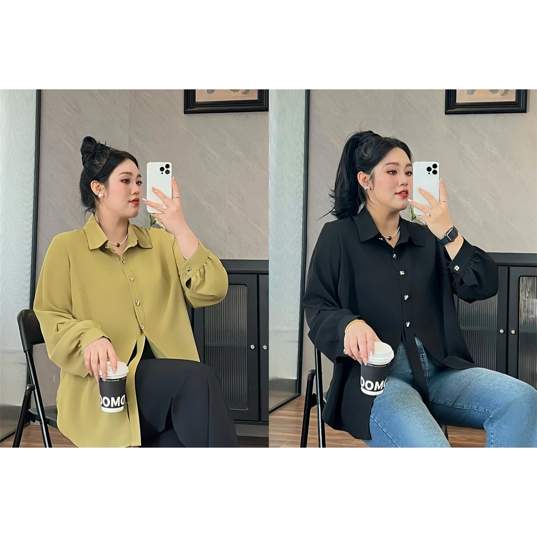 断码捡漏~狂恋苦艾 / 设计感别致长袖衬衫13758花契200斤胖mm显瘦