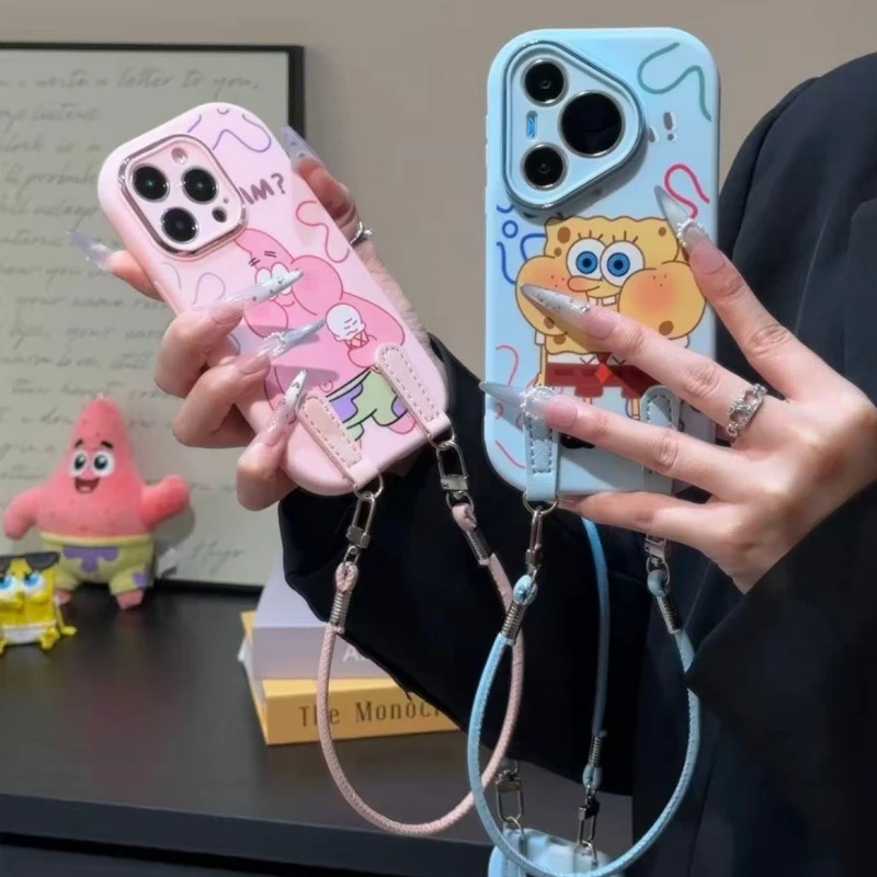 奥菲顿海绵派大星挂绳适用苹果17/16胖子手机壳华为vivo小米oppo