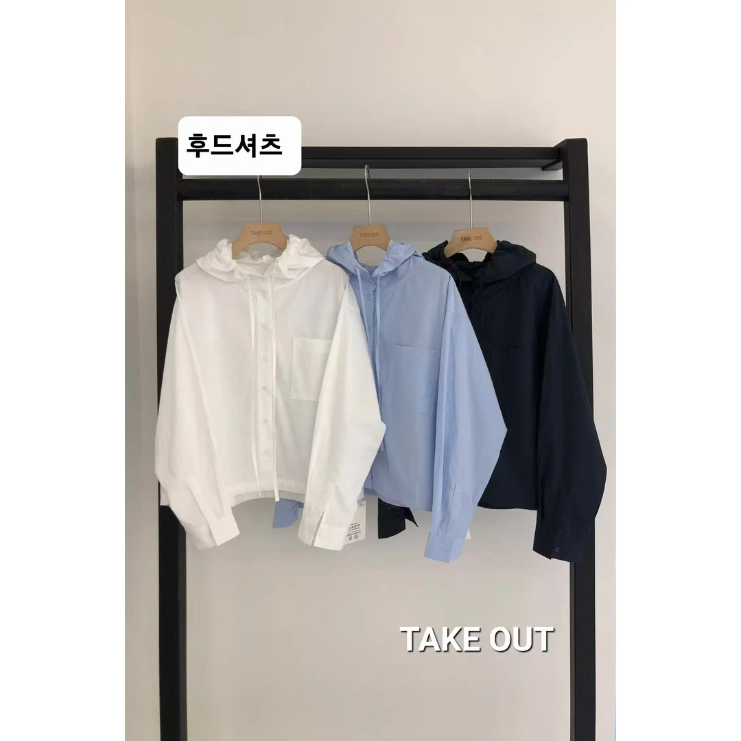 韩国欧巴家设计款气质连帽宽松衬衫301