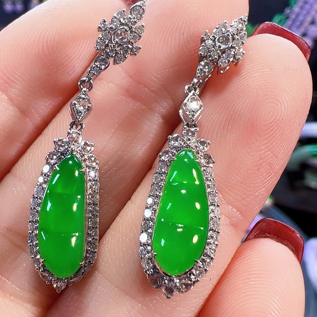 翡翠18K金镶嵌耳饰签收后24小时鉴赏期