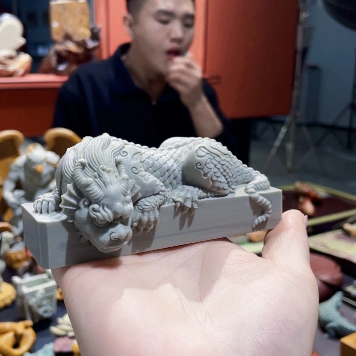 镇水兽手工雕刻松花石