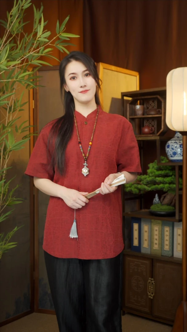 中国风非遗香云纱刺绣0177夏季短袖衬衫休闲中式古风唐装复古宽松