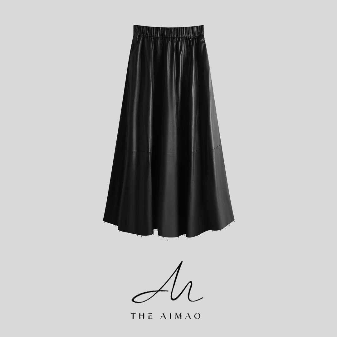 【THE AIMAO】“摩登画报”环保蛋白皮质感优雅A字散摆半身裙XYX82629