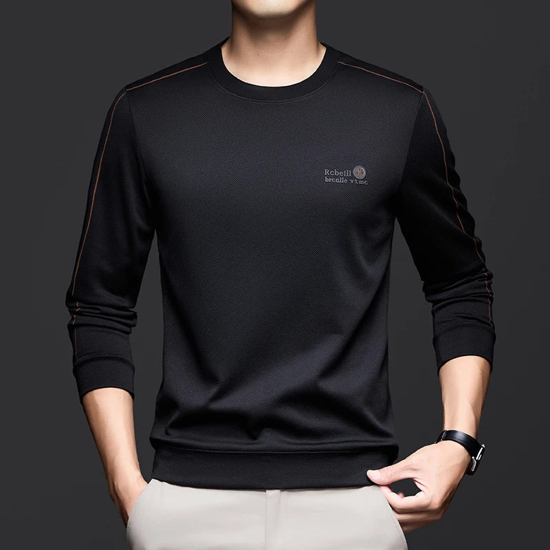 套头长袖圆领男士青年简约纯色卫衣上衣时尚春秋季休闲百搭印花潮