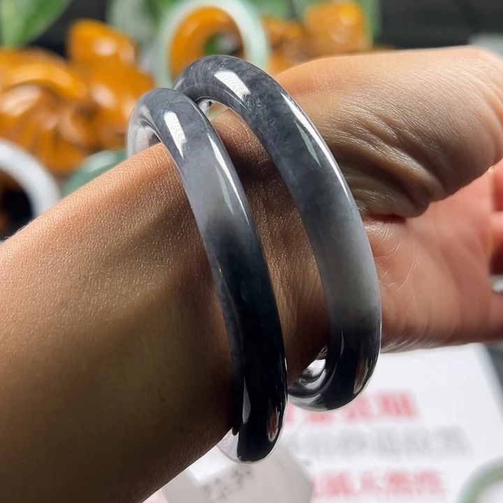 翡翠未镶嵌手镯纯天然缅甸缅甸A货翡翠乌鸡美人条57.5