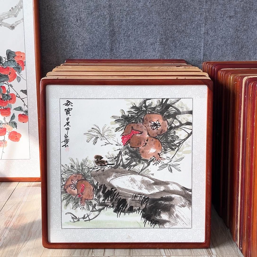 国画书画作品带框63×63