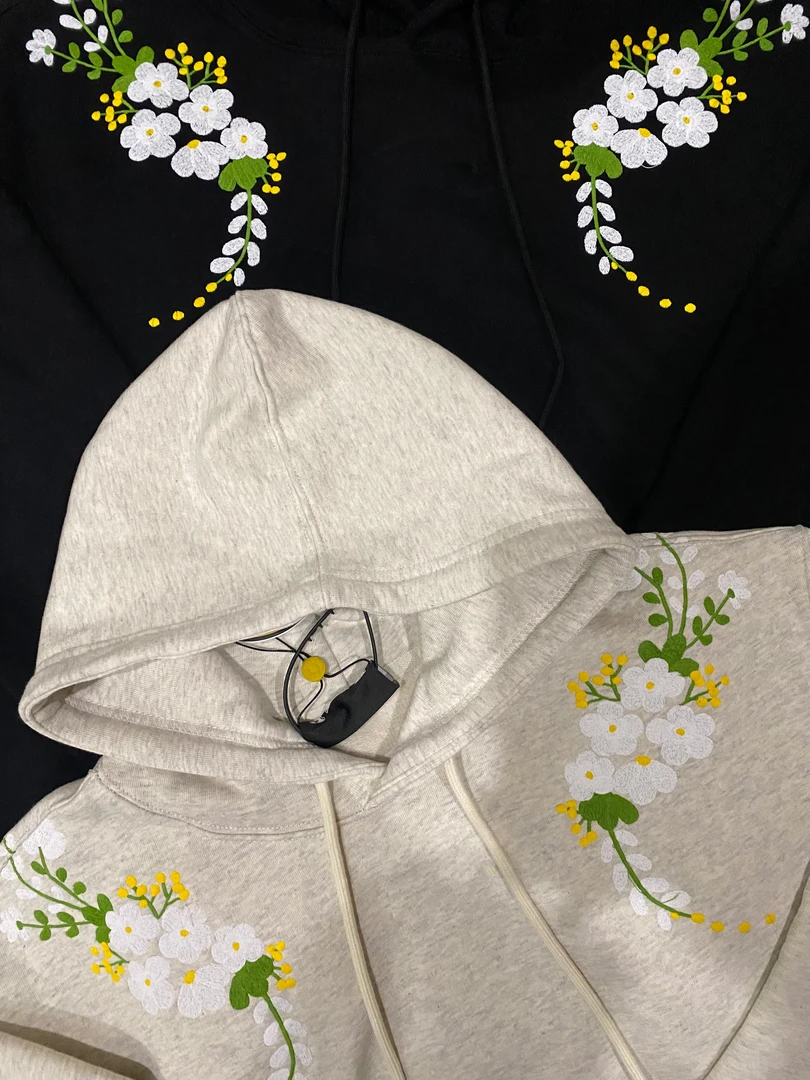 【LC Twelve潮流集舍】羊角花卉刺绣薄绒初秋卫衣美式高街情侣