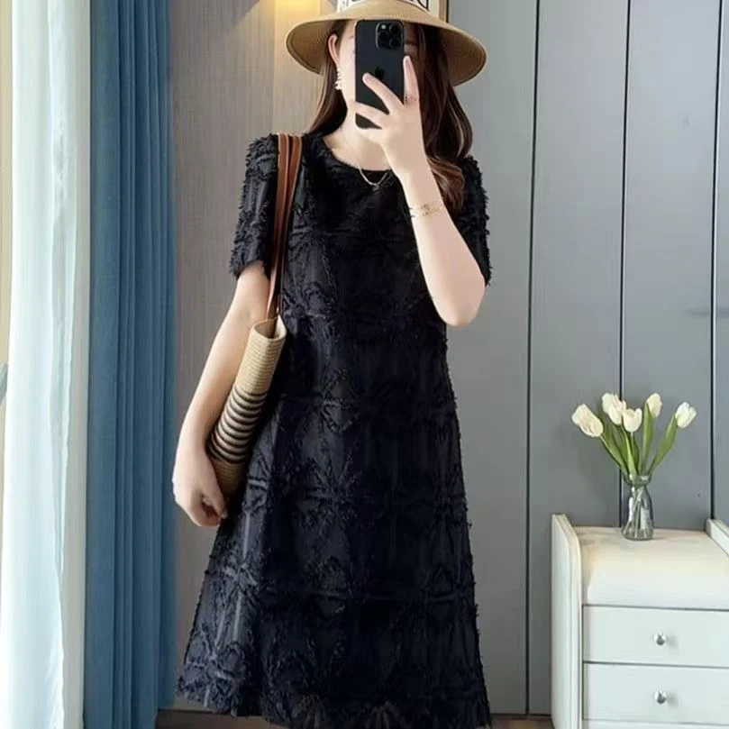 2025年夏季小个子气质连衣裙新款欧货高端宽松显瘦设计感中长裙