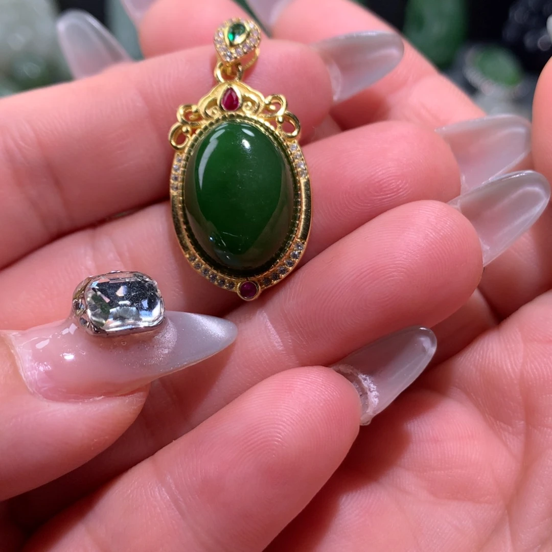 和田玉银S925镶嵌颈饰