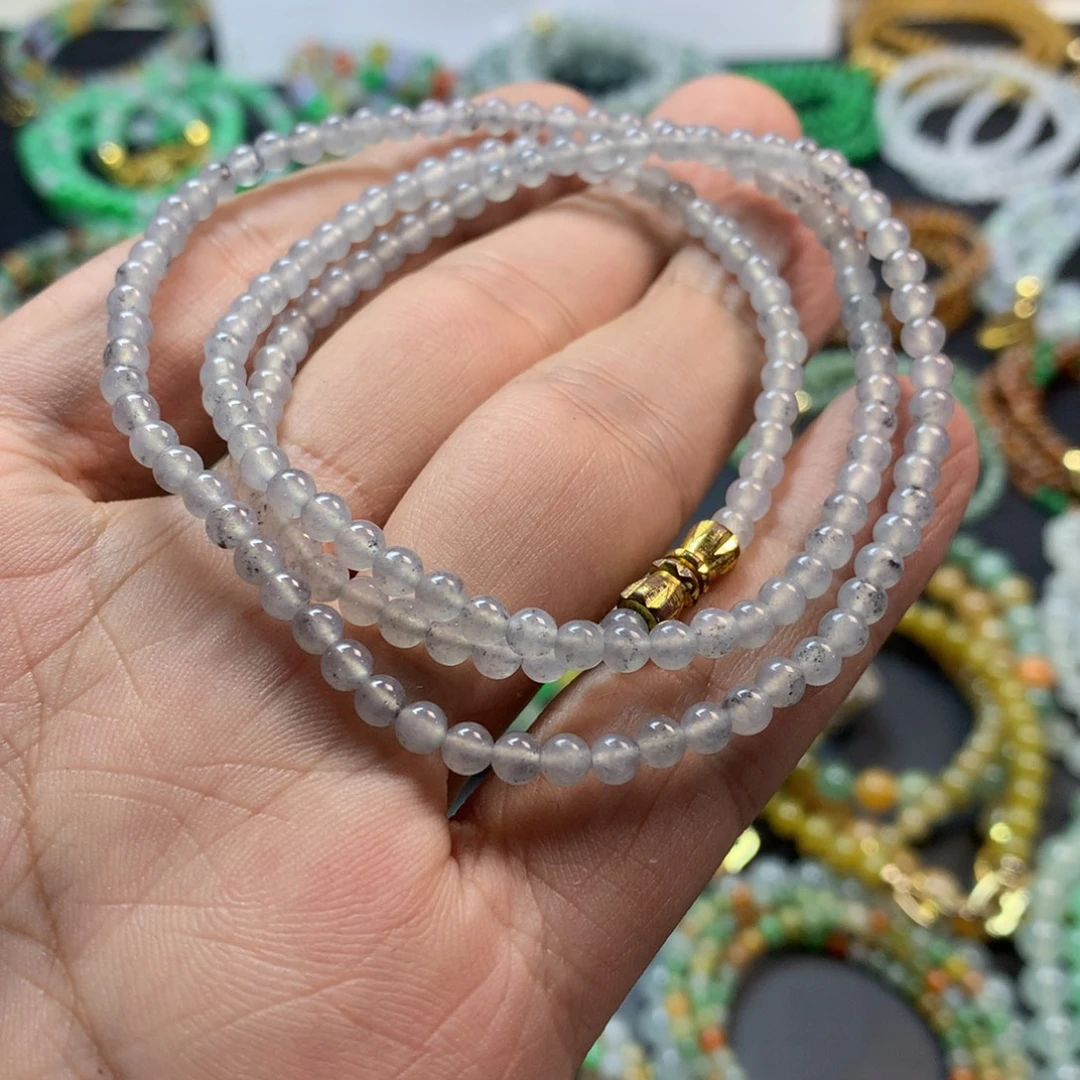 定制翡翠未镶嵌卡3.7冰乌鸡长串