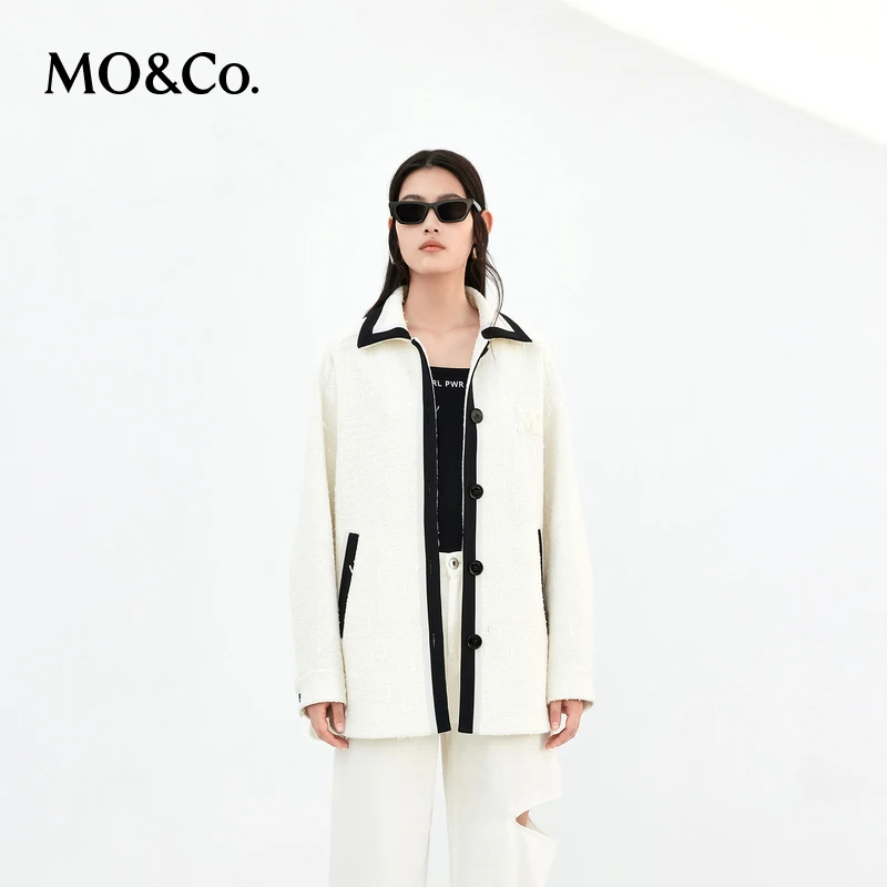 【赵老板专属】MOCO肌理感撞色边中性廓形翻领外套MBC1COTT05
