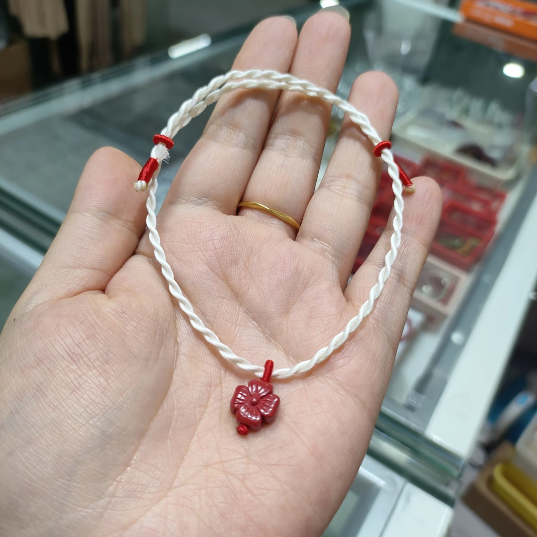 生蚕丝朱砂手绳脚绳，白色为100纯桑蚕丝，好运绳下单备注身高体重，