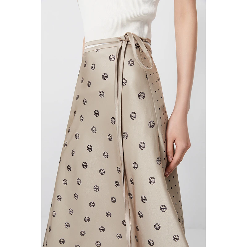 【商场同款】LILY春季新款复古艺术印花垂坠感A字半身裙124130C6217