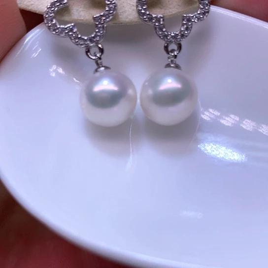 银S925镶嵌淡水珍珠耳饰?****?