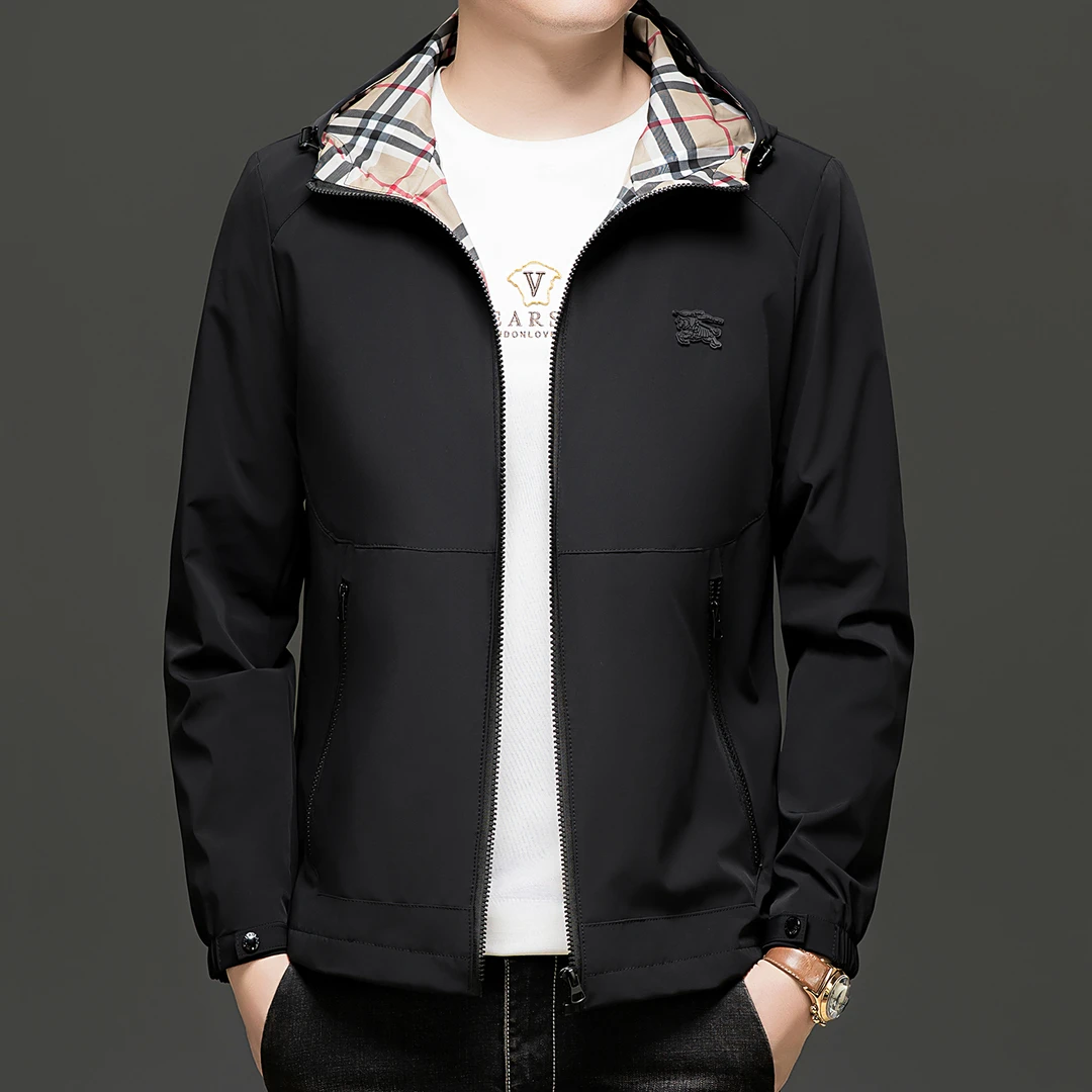 欧洲站轻奢专柜男士外套夹克秋冬季休闲户外薄款连帽夹克冲锋上衣