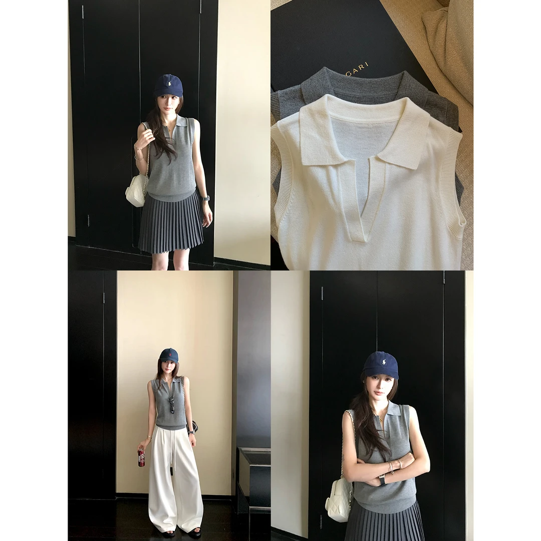 SKK7.9号20点 纽约时报 柔肤spa感30支山羊绒老钱针织背心上衣