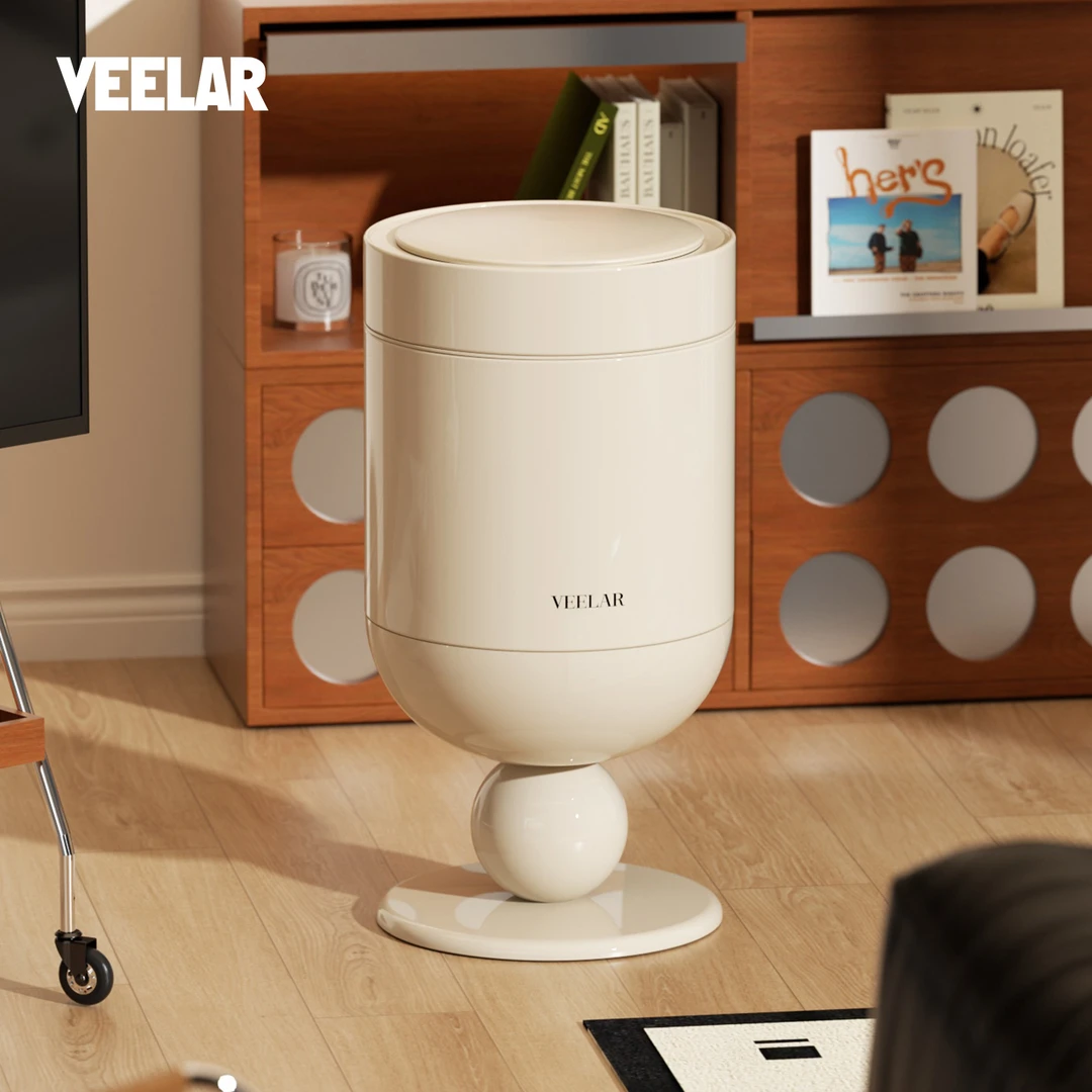 VEELAR感应垃圾桶智能客厅高脚酒杯家用2025新款中古风高颜值复古