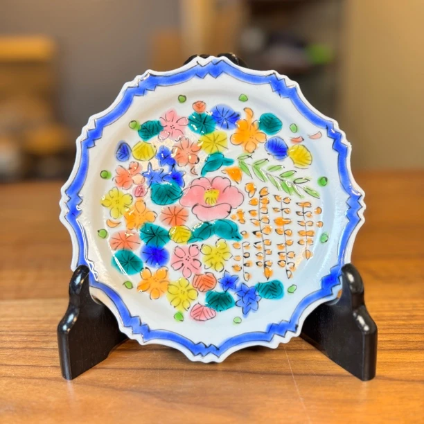 九谷烧永井麻美子纯手绘圆盘直径16*2cm