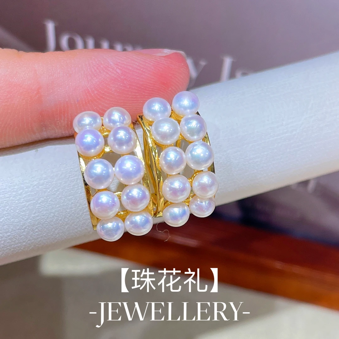 925银耳饰 【珠花礼】双排多珠耳钉耳扣