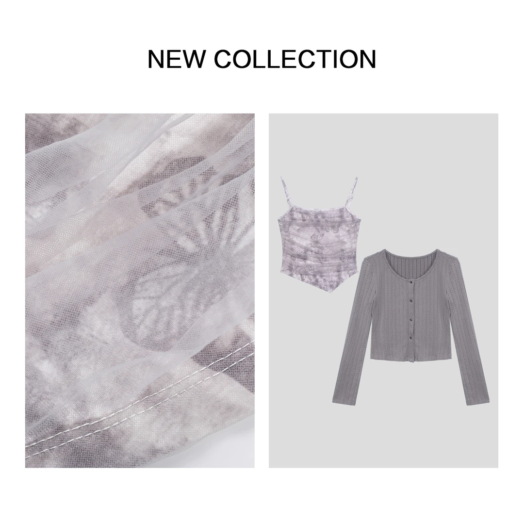 【香香专属】C5F36023B 春季新款真丝质感吊带开衫 柔滑舒适-3522