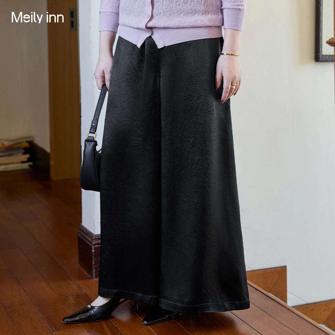 【醋酸】美丽客栈大码女装胖mm慵懒松弛感休闲裤遮跨显瘦直筒裤子