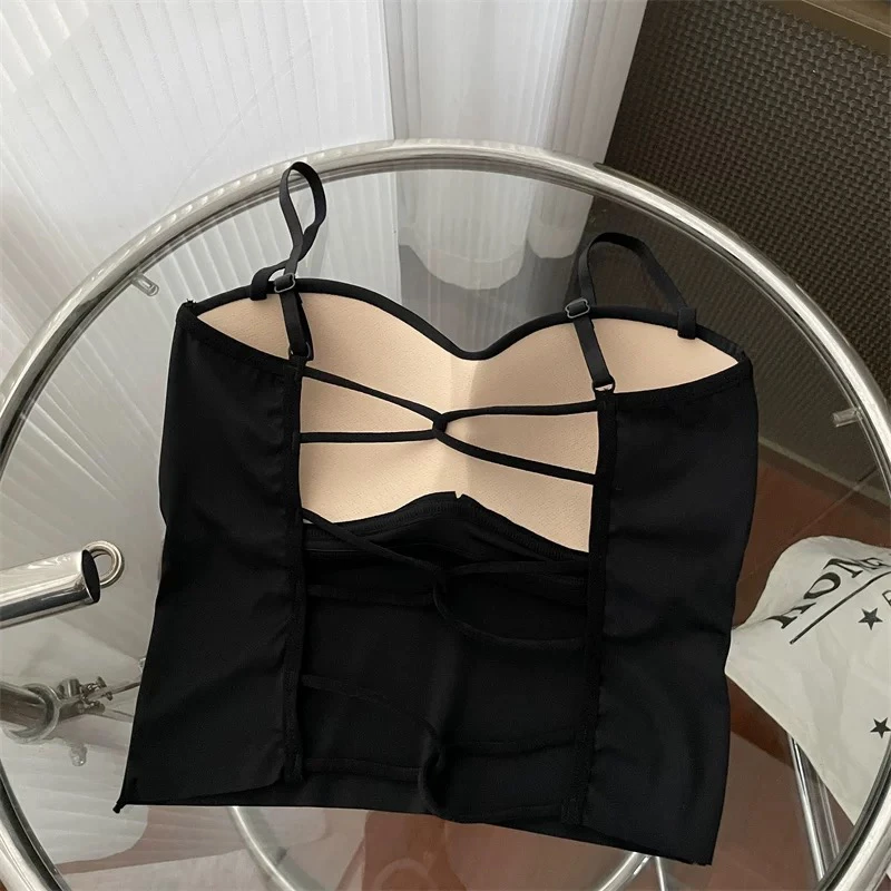 冰丝 拍一发二胸垫美背小吊带背心女夏季外穿内搭打底上衣