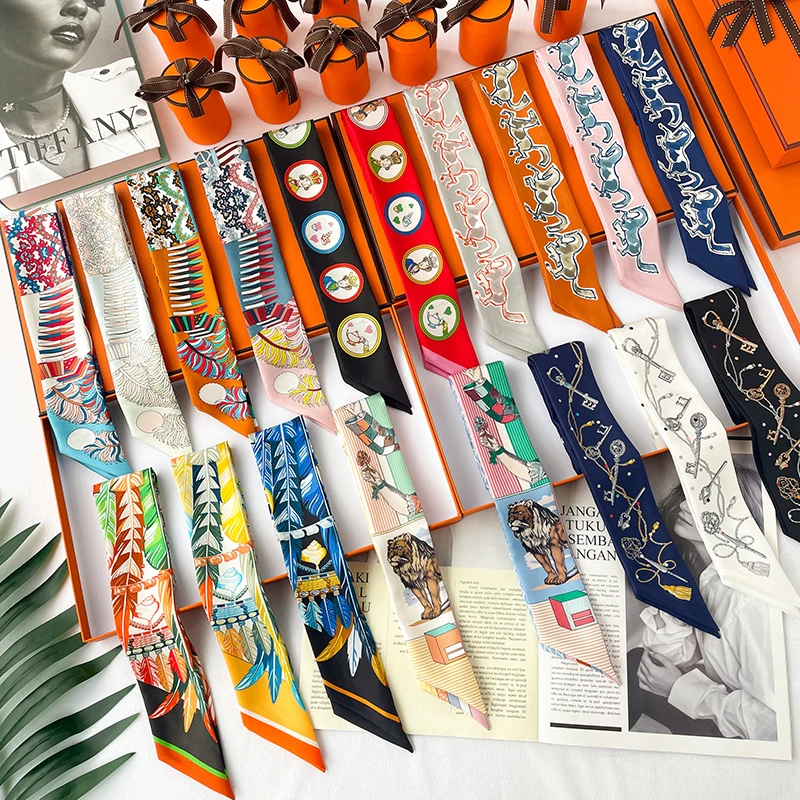 丝巾长条女束发带细窄装饰包包丝带绑包