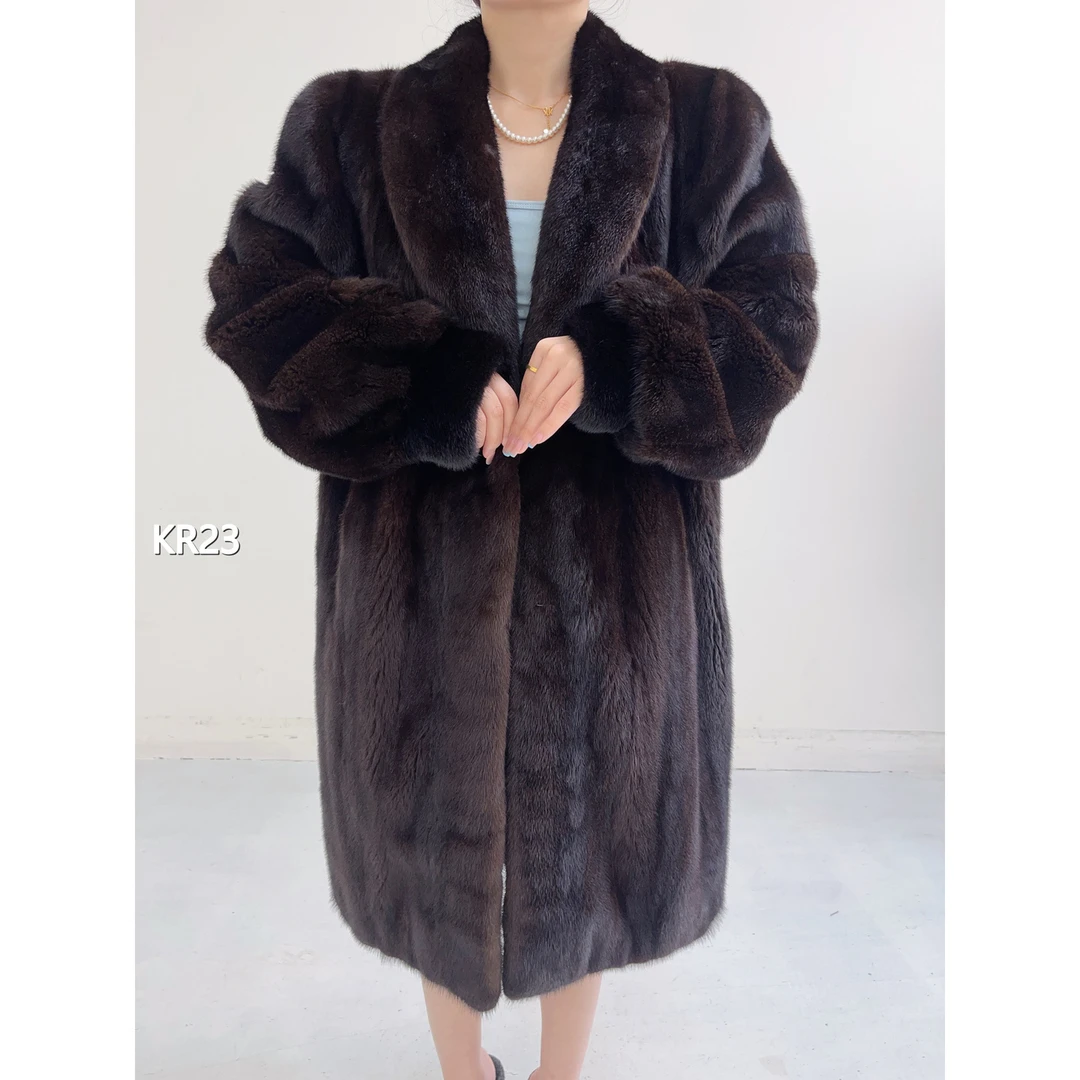 【KR23】XL 棕黑色长款宝嘉美貂皮女（肩43胸114衣97袖63）40023