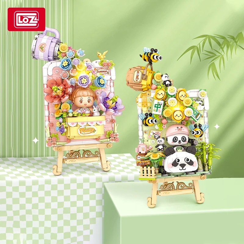 loz-立体3D熊猫灯光版画积木