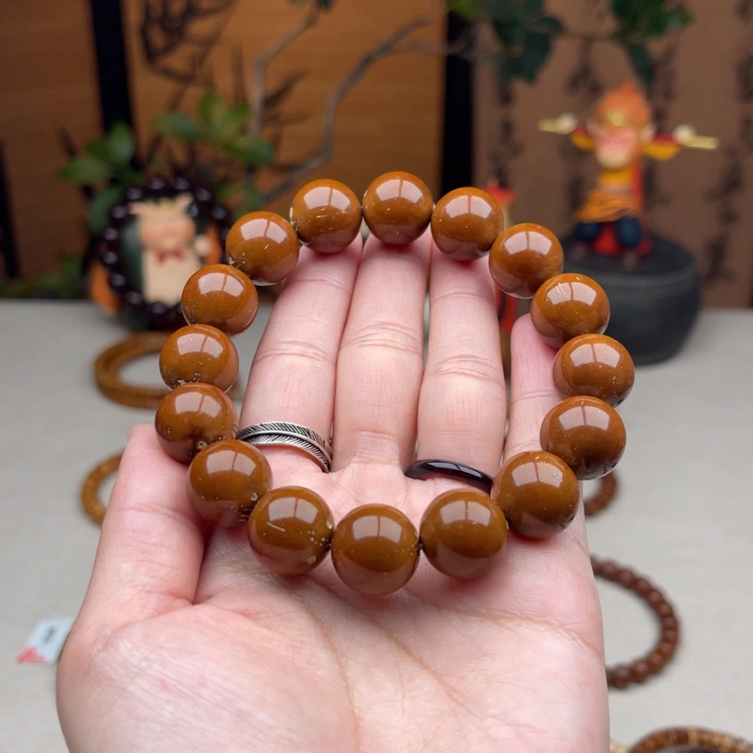 紫金鼠手串15半实心圆珠