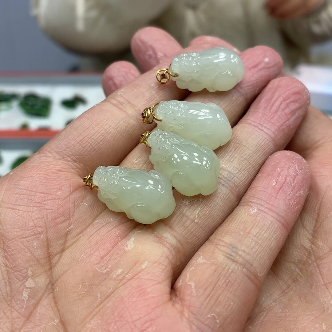 和田玉18K金镶嵌颈饰多样性发货拍一发一