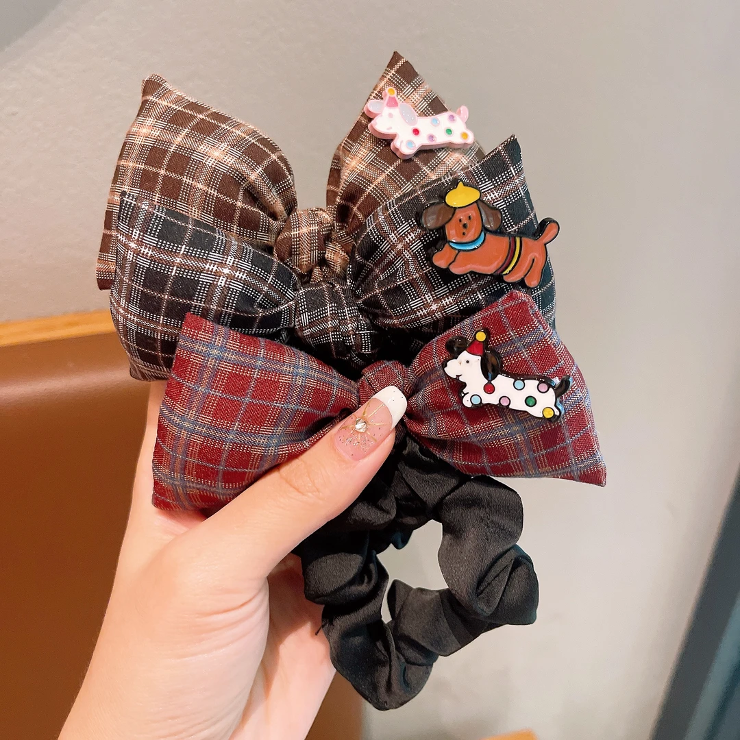 蝴蝶结大肠发圈秋冬新款儿童可爱小狗女童发圈甜美扎马尾发绳头绳