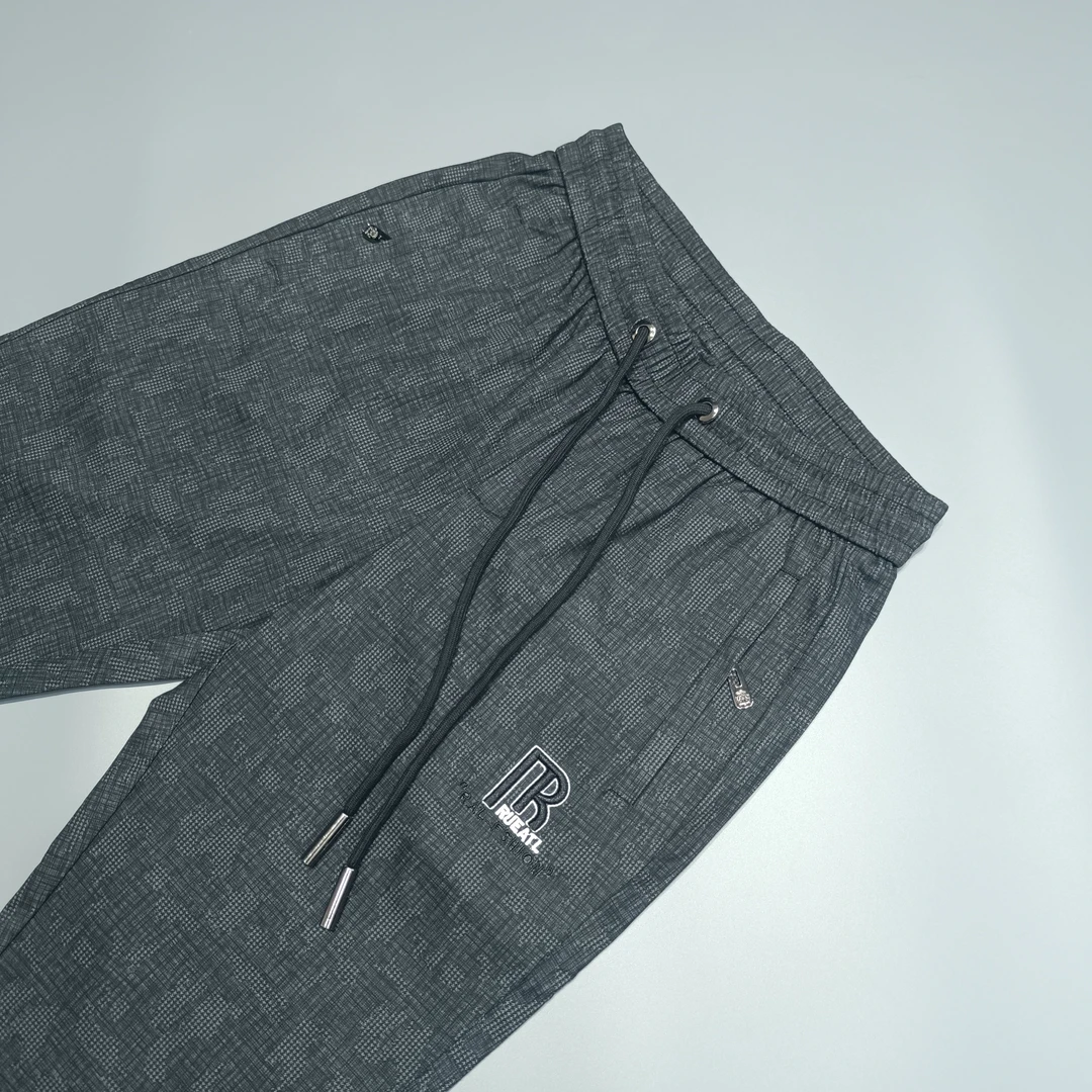 潮牌欧货黑灰休闲长裤男士针织夏季薄款卫裤潮流百搭裤运动束脚裤