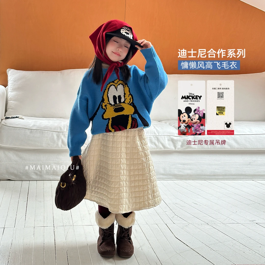 「麦麦秋」【郝先生】安柔绒女中大童冬季宽松卡通提花针织毛衣GD2503