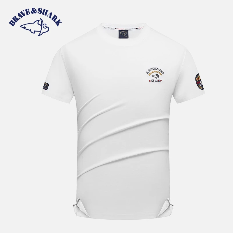 BRAVE&SHARK/勇士鲨鱼男士夏季圆领百搭男款休闲舒适短袖鲨鱼夏季