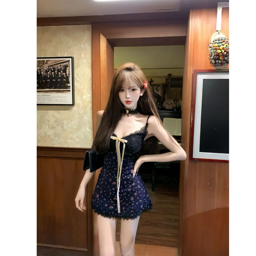 热辣姐姐 夏季纯欲风甜辣洋气出游约会蕾丝性感显瘦修身连衣裙 女