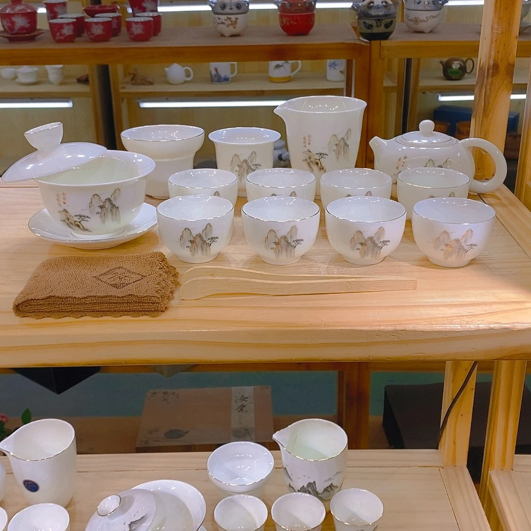 【不止】羊脂玉瓷茶具套装