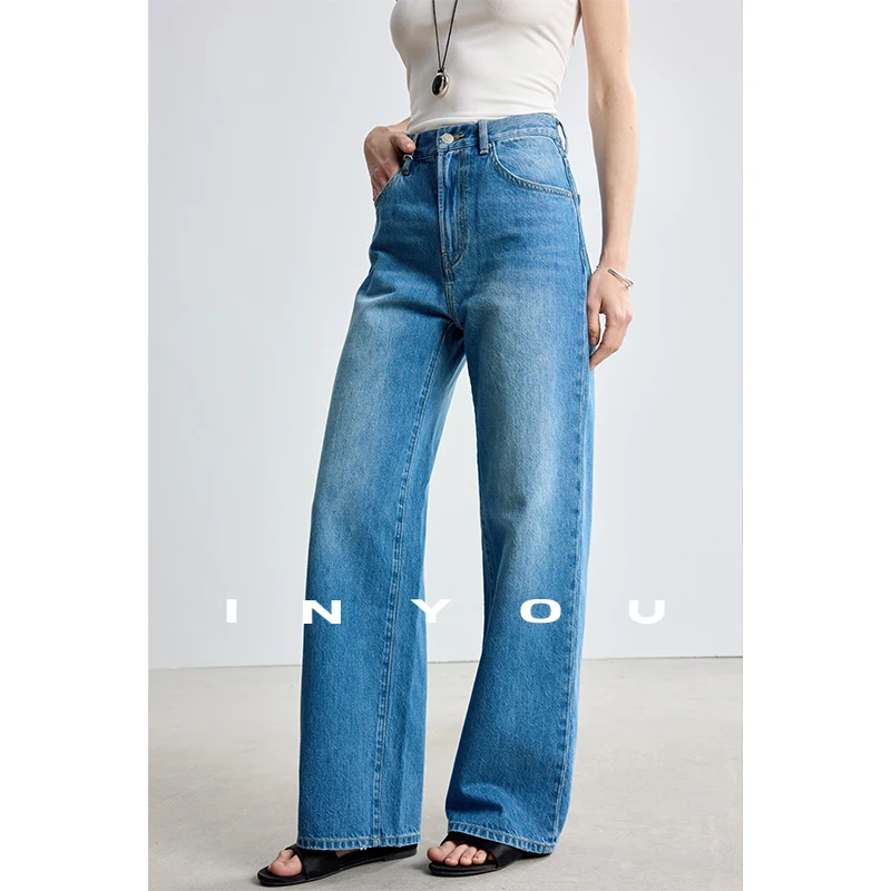 美式复古直筒女微宽松显高显瘦牛仔裤