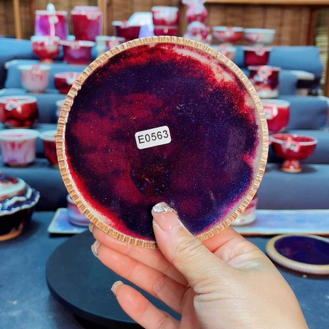 瓷片微瑕钧瓷主人杯摆件工艺品