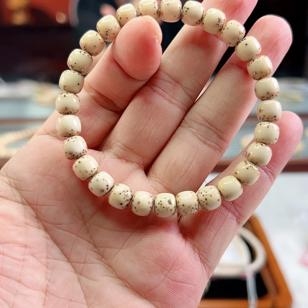 星月菩提手串8*7同枝骨瓷白数星星 24k金钉 收藏级