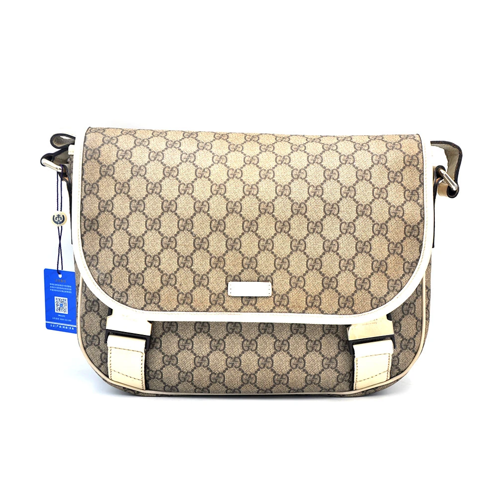 95新 GUCCI/古驰 97新经典棕老花翻盖双扣男士邮差包30*24/25011