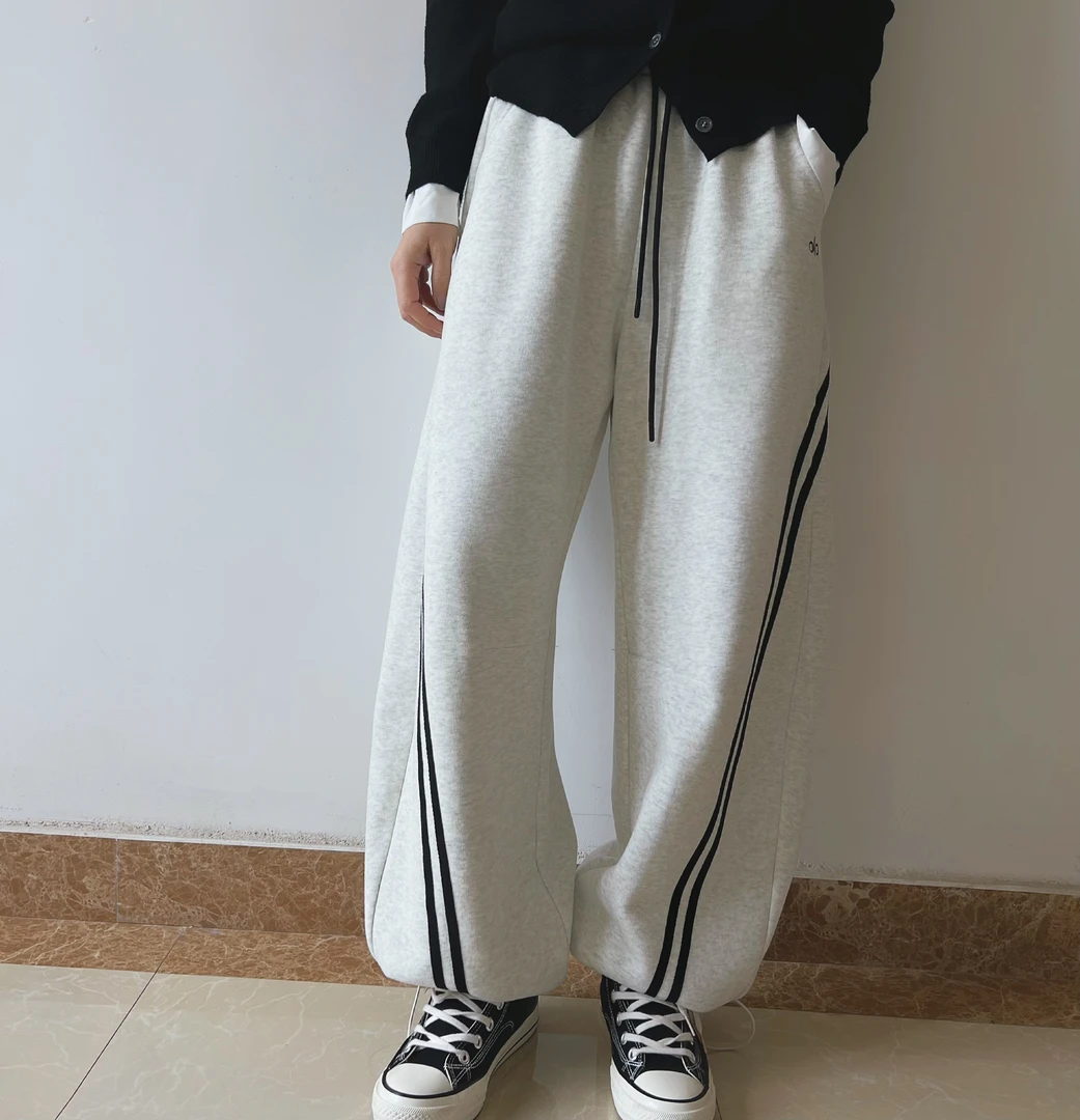 【秀秀新品3】抽绳加绒加厚侧条运动休闲卫裤