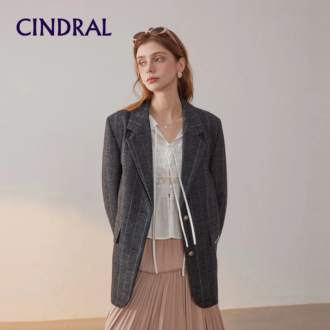 【熙地】纯欲风商场同款休闲单西复古高端格子西装C85QX0580A