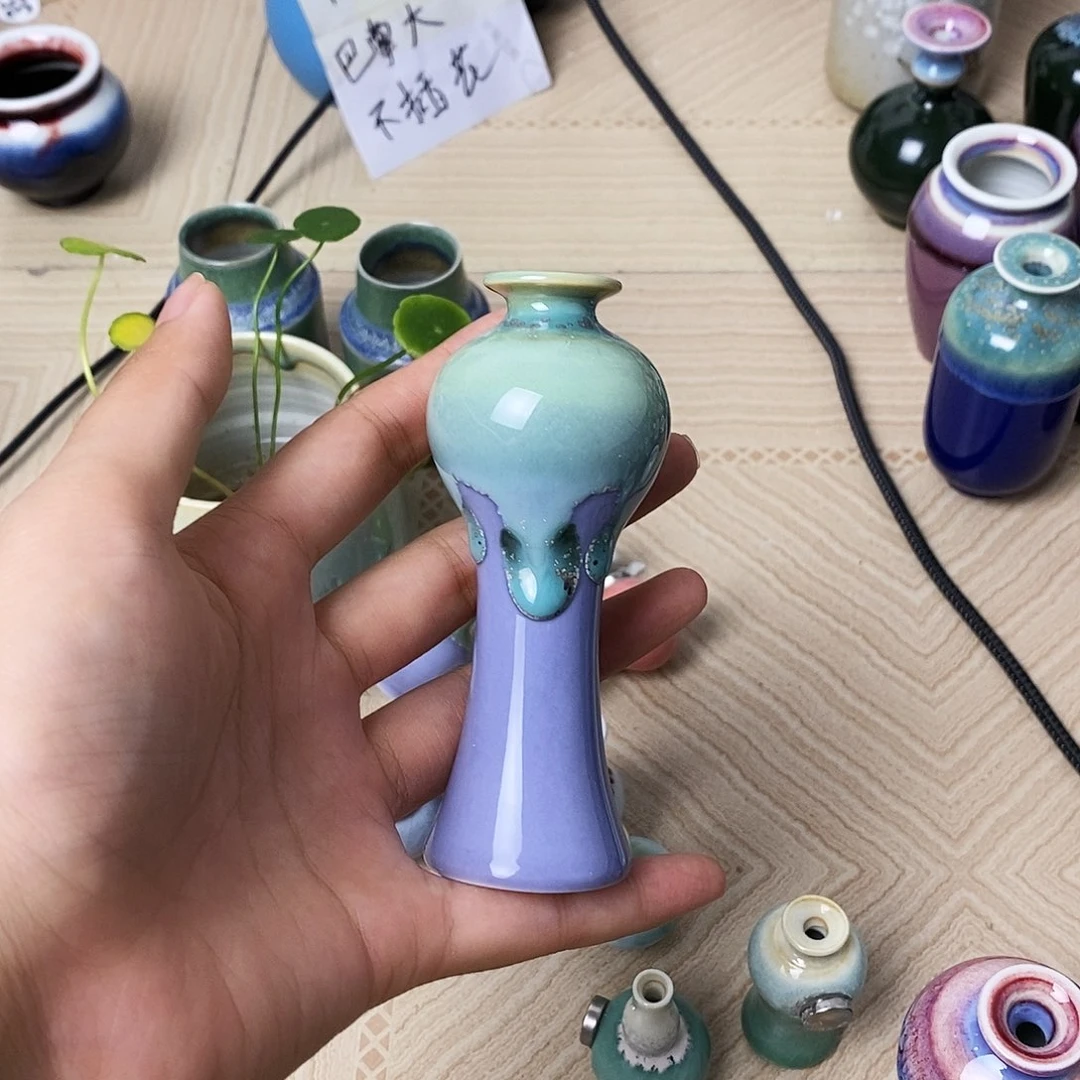 摆件巴掌大不插花景德镇高温陶瓷小花器