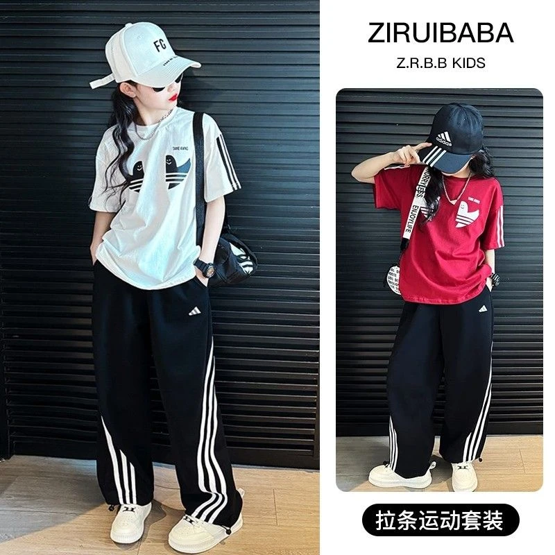 女童夏天运动套装2025夏装大童女孩短袖儿童夏季韩版休闲中大童潮